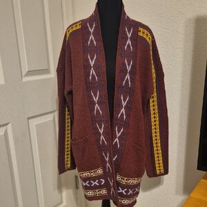 Lucky Brand Brown and Blue Knit Cardigan